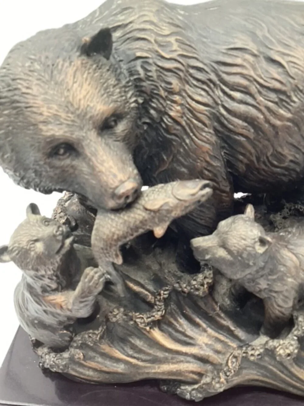Bronze Toned Bear and Cubs Statue/Figurine Very Heavy 6